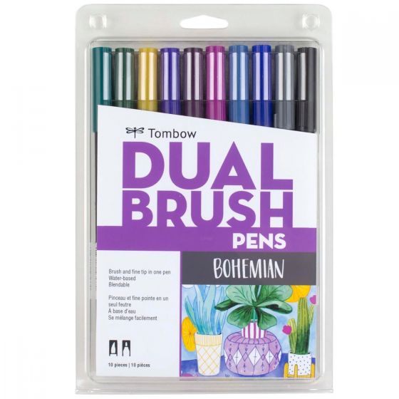 Dual Brush Pen Art Markers, Lettering Favorites, 10-Pack + Free Fudenosuke  Brush Pen