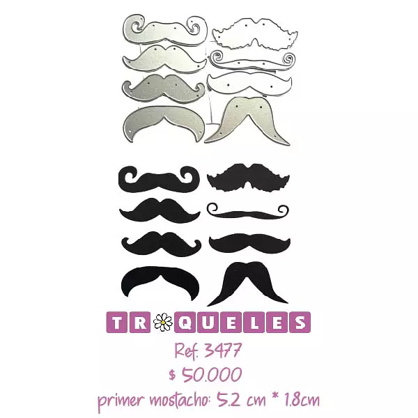 3477 Troquel Bigotes * 8 Pz