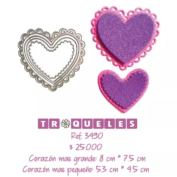 3490 Troquel Corazones * 4 Pz