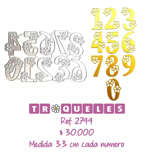 2744 Troquel Numeros de Flores