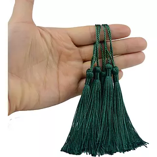 12 Borlas De Hilo Verde Oscuro