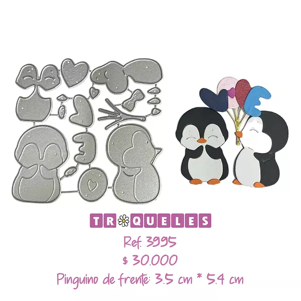 3995 Troquel Pinguinos Con Globo