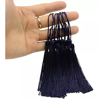 12 Borlas De Hilo Azul Oscuro