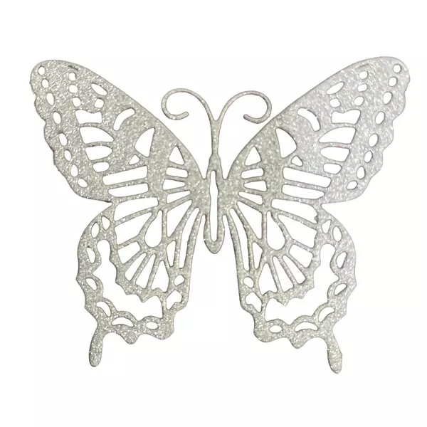 12 Mariposas Glitter Plateada