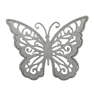 12 Mariposas Glitter Plateada