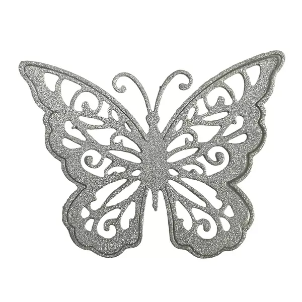 12 Mariposas Glitter Plateada