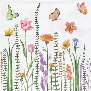 Servilleta Decorativa Flores Y Mariposas