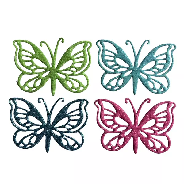 12 Mariposas Troqueladas Colores Surtidos Escarchado