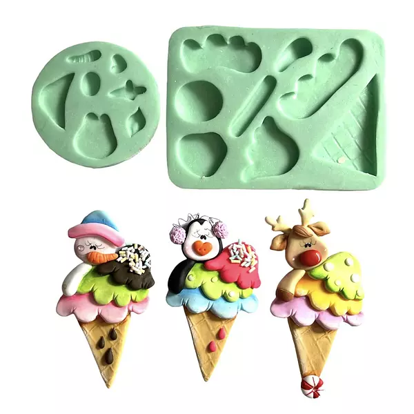 Molde Silicona Helado Con Figuras Grandes