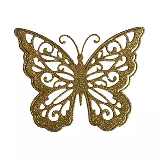 12 Mariposas Troqueladas Glitter Dorado