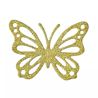 12 Mariposas Pequeñas Glitter Dorado