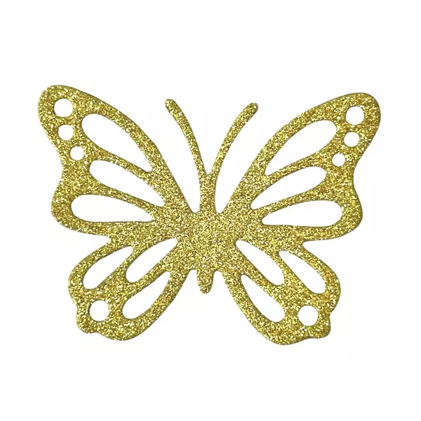 12 Mariposas Pequeñas Glitter Dorado