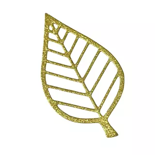 12 Hojas Caladas Glitter Dorado