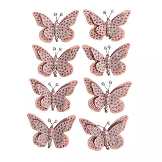 8 Mariposas Rosadas Con Piedritas