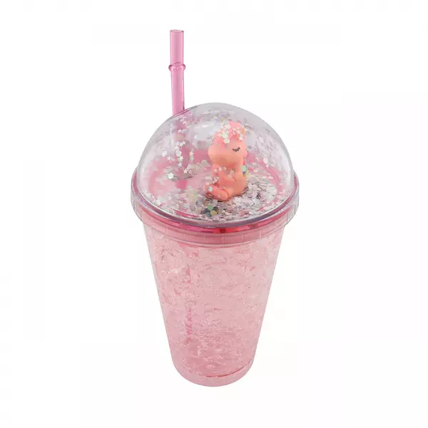 Vaso Glitter Crackelado Rosado