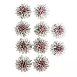 10 Flores Beige Con Centro Rosa