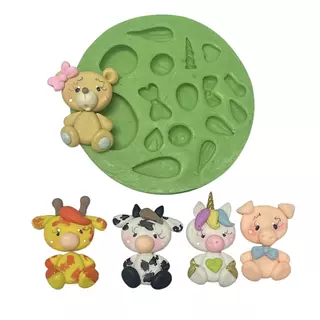 Molde Silicona Animalitos Sentados