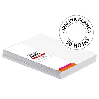 50 Hojas Opalina Blanca 180 Gr
