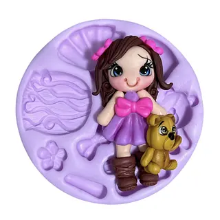 Molde Silicona Niña Oso Grande