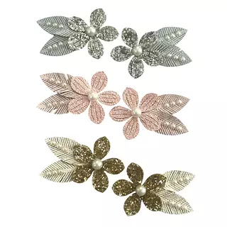 6 Flores En Cuerina Glitter