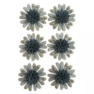 6 Flores Azules Con Celeste