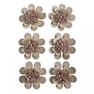 6 Flores Rosadas Con Centro