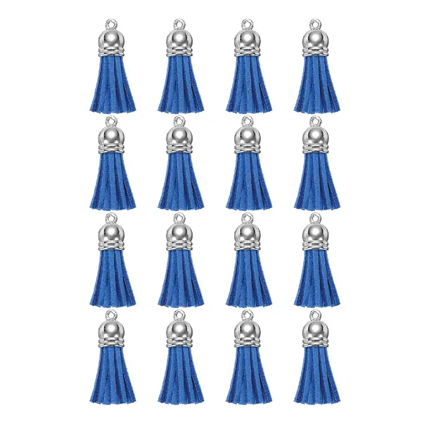 12 Borlas Cuerina Azul