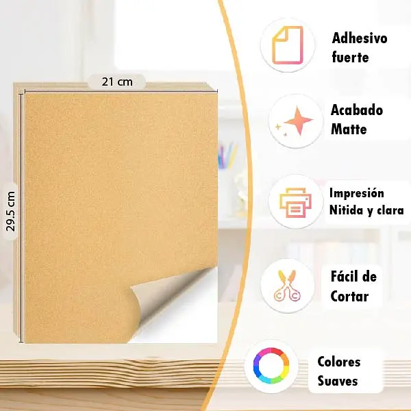 Kraft Adhesivo Para Imprimir * 10 Hojas