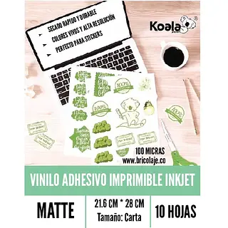 Vinilo Adhesivo Matte Imprimible Inkjet * 10 Hojas