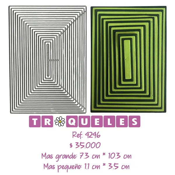 4246 Troquel Rectangulos * 18 Pz