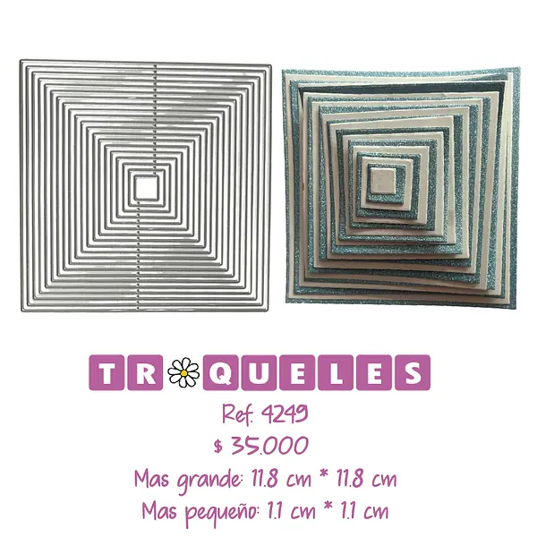 4249 Troquel Cuadrados Varios * 20 Pz