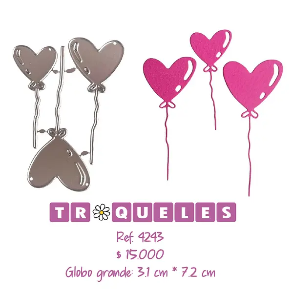 4243 Troquel Globos Corazon