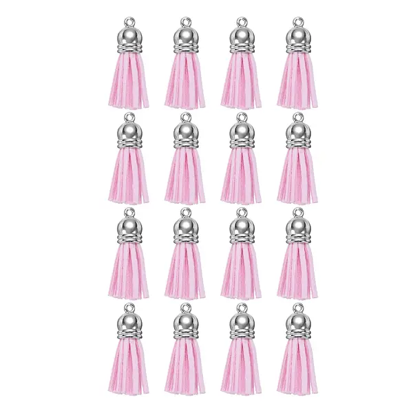 12 Borlas Cuerina Rosada