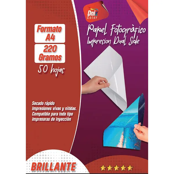 Fotografico Doble Cara Brillante 220 Gr *50 Hojas