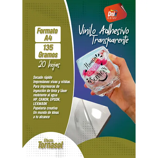 Vinilo Adhesivo Tornasol 135gr * 20 Hojas