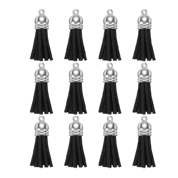 12 Borlas Cuerina Negra