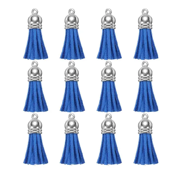 12 Borlas Cuerina Azul
