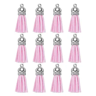 12 Borlas Cuerina Rosada