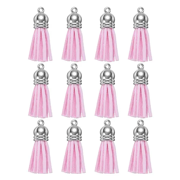 12 Borlas Cuerina Rosada