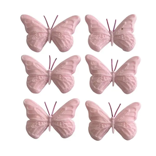 6 Mariposas Rosas Con Antenas