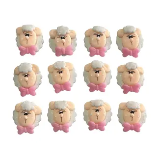 12 Ovejas Con Moño Rosa