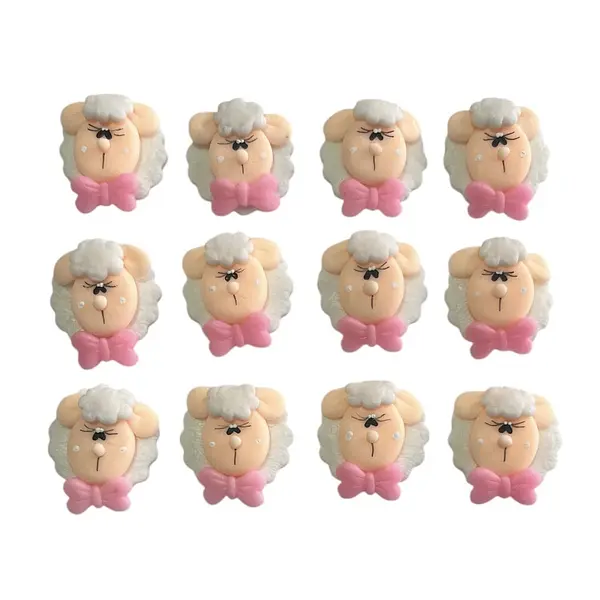 12 Ovejas Con Moño Rosa