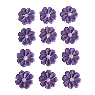 12 Flores Lilas Con Centro Blanco