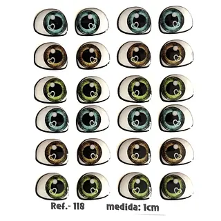 Ojos Grandes Corazon Con Punto Resinados