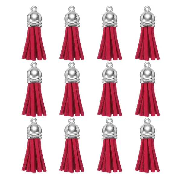12 Borlas Cuerina Roja