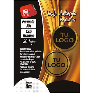 Vinilo Adhesivo Para Imprimir Oro * 20 Hojas