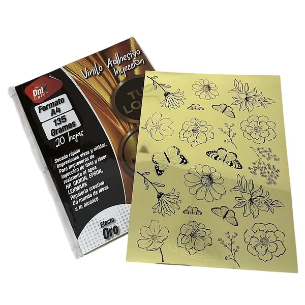 Vinilo Adhesivo Para Imprimir Oro * 20 Hojas