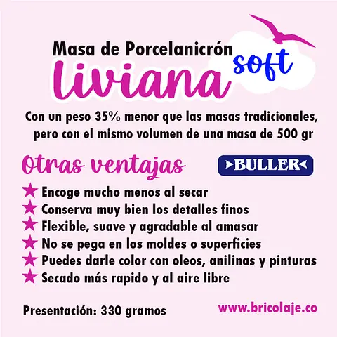 Masa porcelanicron liviana buller