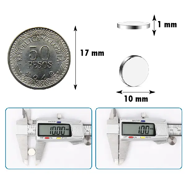 50 Imanes Neodimio 10 Mm * 1 Mm