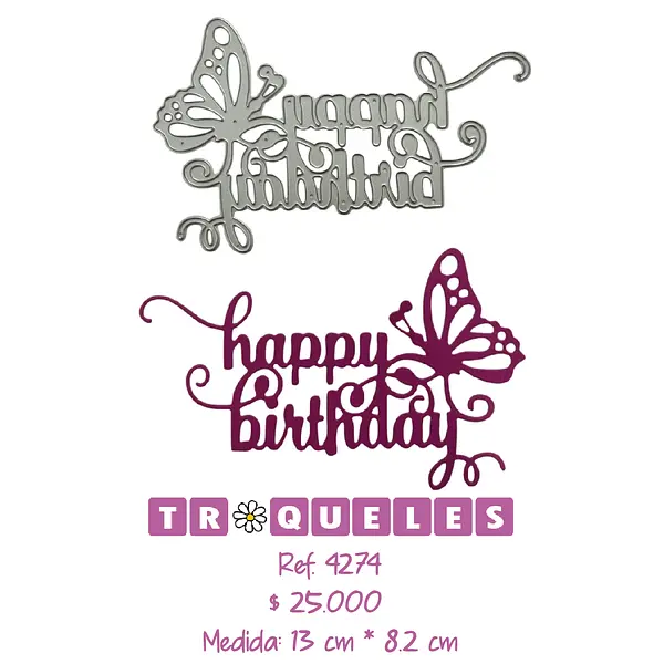 4274 Troquel Happy Birthday Mariposa